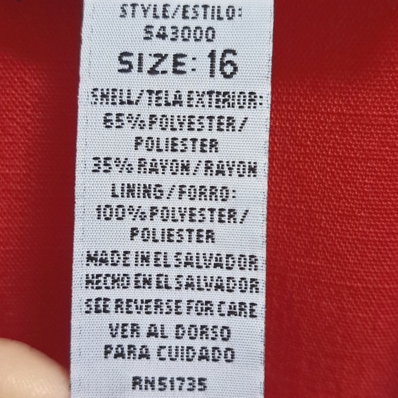 Sag Harbor Red 1 Button Closure Business Blazer Jacket. Size 16 - Picture 9 of 9